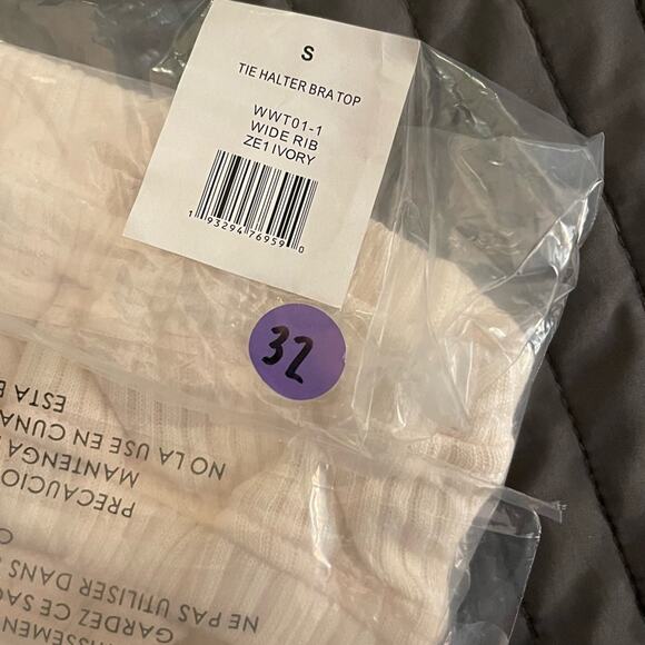 WeWoreWhat Halter Bandeau Cris Cross Crop Top Ivory White Tie Bra S NWT Revolve - Picture 6 of 7